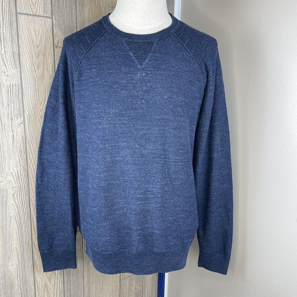 Gap Mens Knit Sweater Size L Cotton Blue Crewneck Long Sleeves